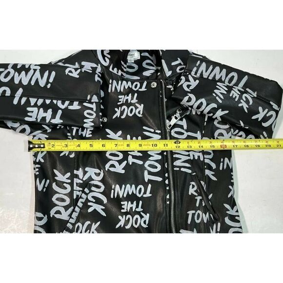 Disney D-Signed Girls Large Black Moto Faux Leather Jacket Rock the Town - Picture 7 of 11